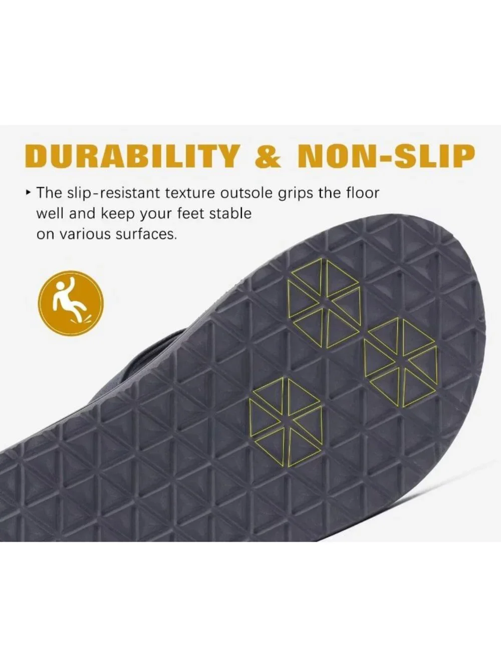 Mens Dark Grey Yoga Mat Leather Flip Flops Slip On Indoor Outdoor Sandal Slipper